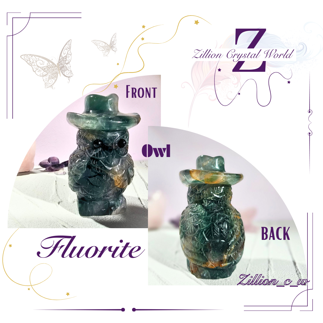Owl-Fluorite 🦉(I am unique ❤️) Height-11.5cm Wide-7.5cm