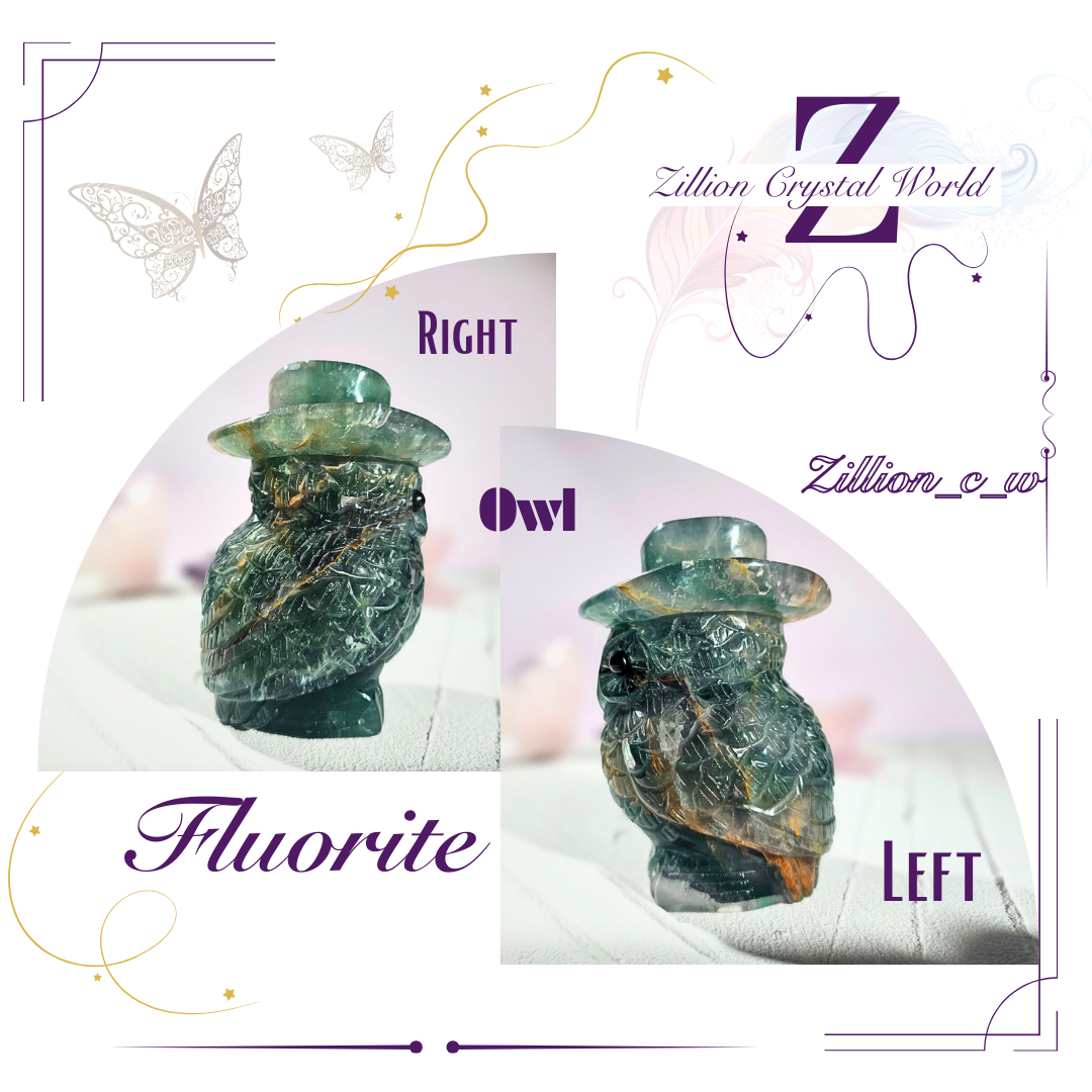 Owl-Fluorite 🦉(I am unique ❤️) Height-11.5cm Wide-7.5cm