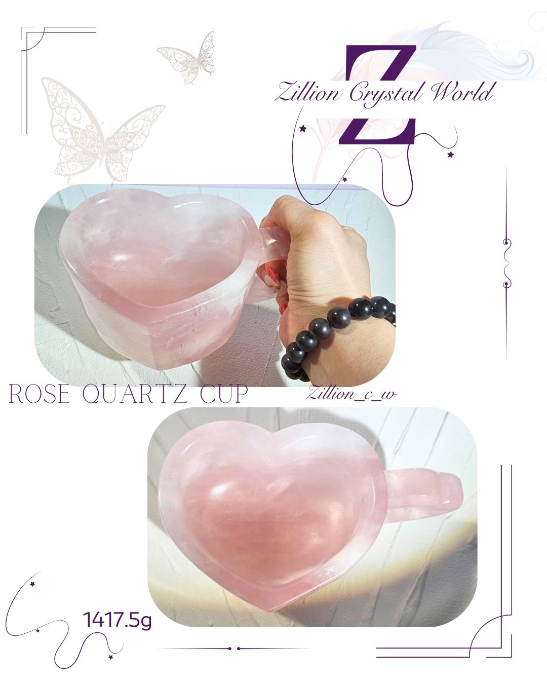 Rose Quartz Cup 粉晶心形杯 Zillion Crystal World @Zillion_c_w