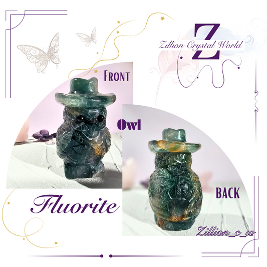 Owl-Fluorite 🦉(I am unique ❤️)  Height-11.5cm Wide-7.5cm